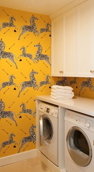 Fun Wallpaper For Laundry Room - Wallpapersafari inside Bold Wallpaper Brings Color And Fun To The Laundry Room