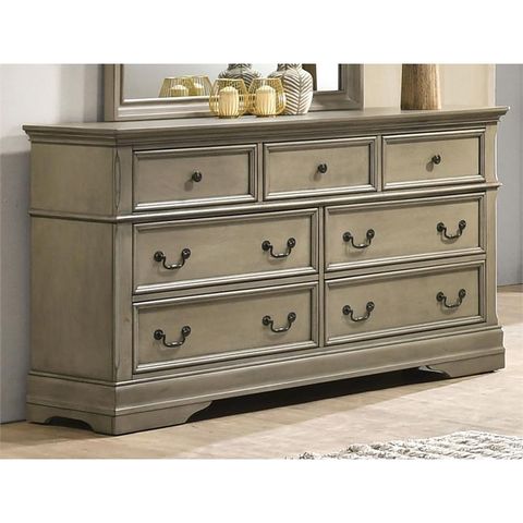 Furniture Of America Bunde Transitional Solid Wood 7-Drawer Dresser In ... in Furniture Of America Zillett Transitional Wood 6-Drawer Dresser In Gray Oak
