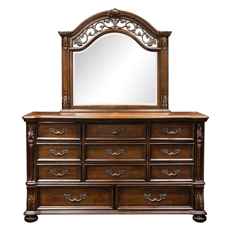 Furniture Of America Eleo Solid Wood 2-Piece Dresser And Mirror In ... intended for Design considerations for incorporating a dresser with mirror into your home