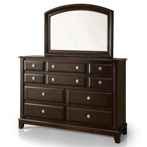 Furniture Of America Glinda Wood 2-Piece Dresser With Mirror In Brown ... within Furniture Of America Cheston Wood 2-Piece Dresser With Mirror In Brown Cherry