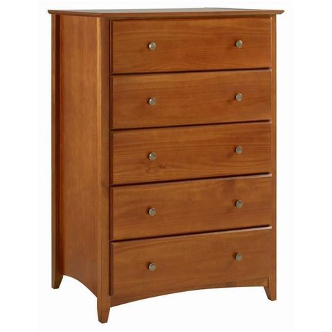 Furniture Shaker Style 5 Drawer Chest - Cherry - Walmart.com intended for Exploring the timeless appeal of cherry wood chest designs