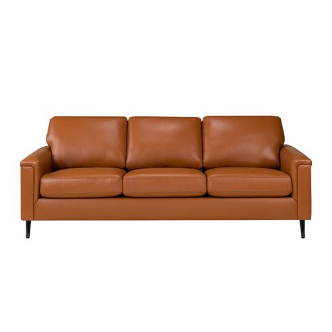 Genuine Leather Sofa - Cognac - Bestmodernfurniture.com for Madison Mid Century Modern Furniture Genuine Leather Couches In Cognac Tan