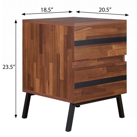 George Oliver Walnut And Sandy Black 2-Drawer Nightstand | Wayfair intended for