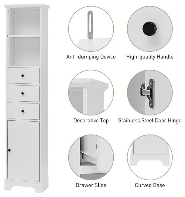 Gewnee Freestanding Storage Cabinet - Transitional - Bathroom Cabinets ... within Gewnee Freestanding Tall Cupboard Storage Cabinet