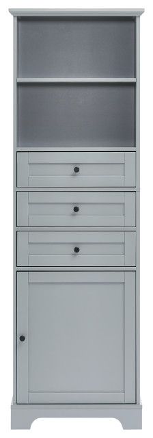Gewnee White Tall Storage Cabinet - Transitional - Bathroom Cabinets ... with Gewnee Freestanding Tall Cupboard Storage Cabinet