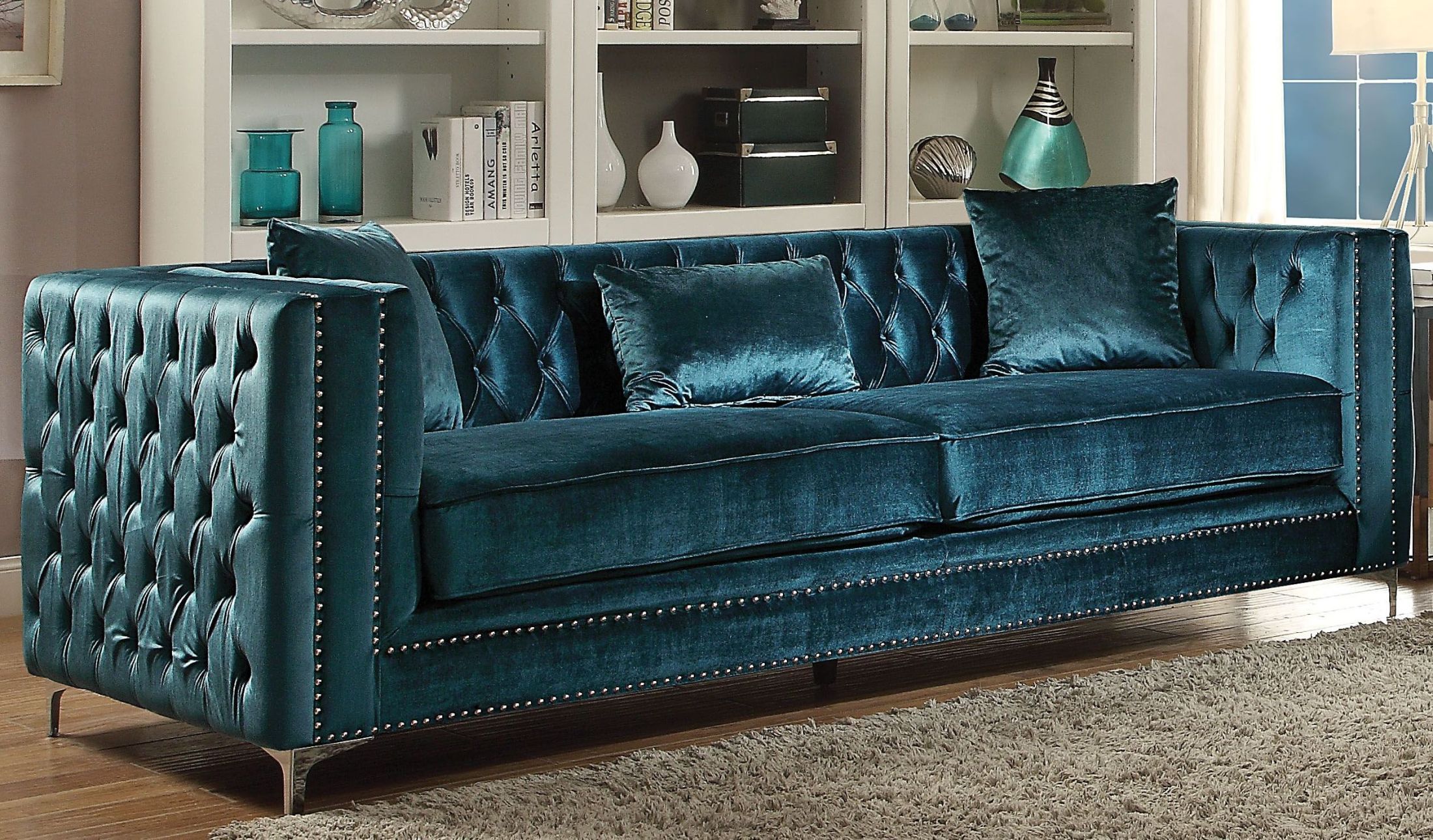 Gillian Dark Teal Velvet Sofa - 1Stopbedrooms. for A Closer Look at the Modway Contessa Modern Sofa in Striking Teal