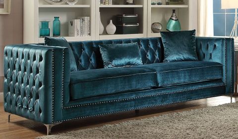 Gillian Dark Teal Velvet Sofa - 1Stopbedrooms. for A Closer Look at the Modway Contessa Modern Sofa in Striking Teal