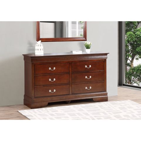 Glory Furniture Louis Phillipe 6 Drawer Dresser In Cappuccino - Walmart.com with regard to The evolution of French provincial style in modern home furnishings