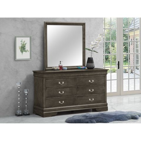 Glory Furniture Louis Phillipe 6 Drawer Dresser In Gray - Walmart.com in Glory Furniture Louis Phillipe 6 Drawer Dresser In Cappuccino
