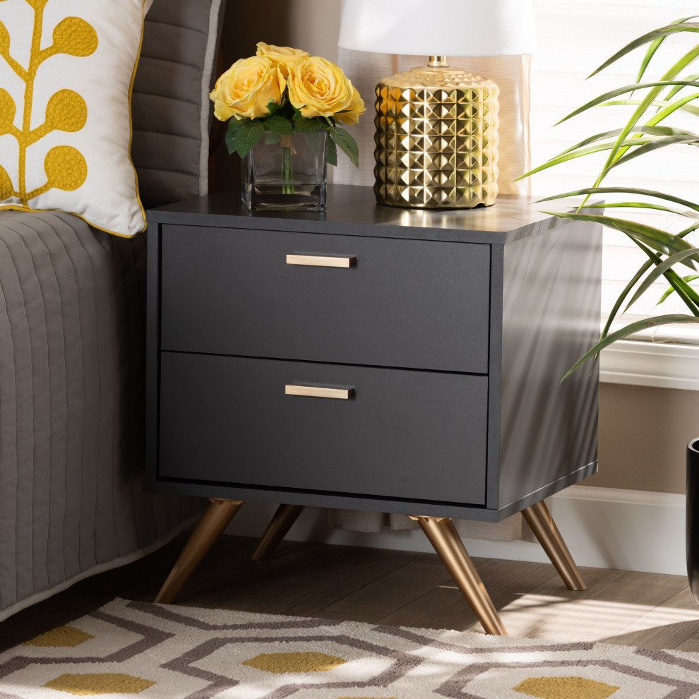 Goldsmith Modern Contemporary Dark Gray/Gold Nightstand - Midcentury ... inside Understanding the Appeal of Goldsmith Modern Contemporary Dark Gray Gold Dresser