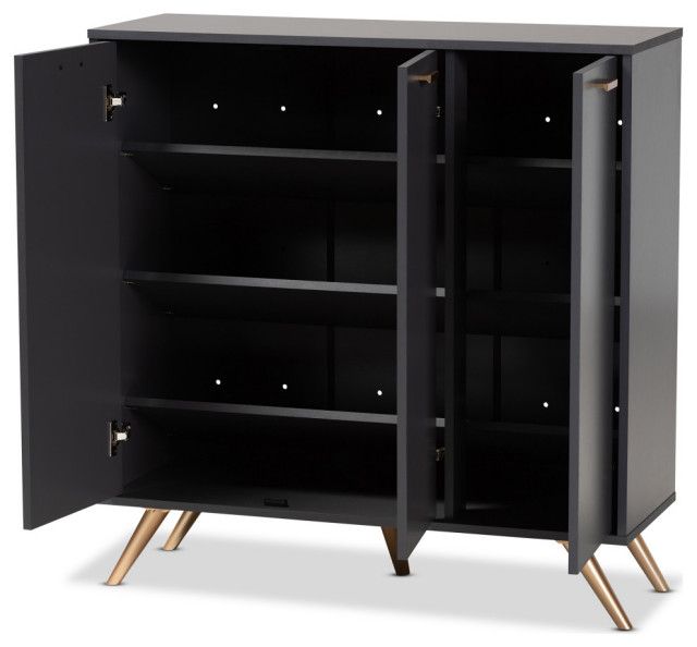 Goldsmith Modern Contemporary Dark Gray/Gold Shoe Cabinet - Midcentury ... intended for Understanding the Appeal of Goldsmith Modern Contemporary Dark Gray Gold Dresser
