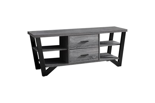 Grey &amp; Black 2-Drawer Tv Stand At Gardner-White within Durability Meets Design The Reid Industrial TV Stand Oak Black 2-Drawer Explained