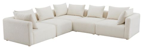 Hangover Cream Boucle 5-Piece Modular L-Sectional - Cream - Modern ... intended for Hangover Cream Boucle Sofa - Cream