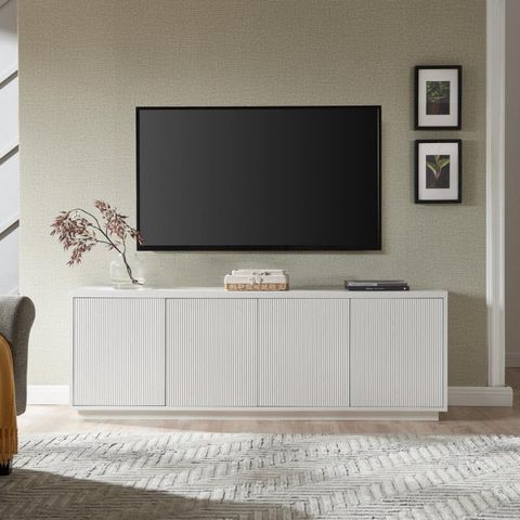 Hanson Rectangular Tv Stand For Tv's Up To 75 In White - Contemporary ... for Achieving a Clean Aesthetic with the Oswald Alder White TV Stand