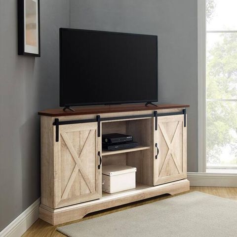 Have A Question About Welwick Designs 52 In. Traditional Brown And ... intended for Pemberly Row Traditional Wood Corner Tv Stand For Tvs Up To 52" In White Oak