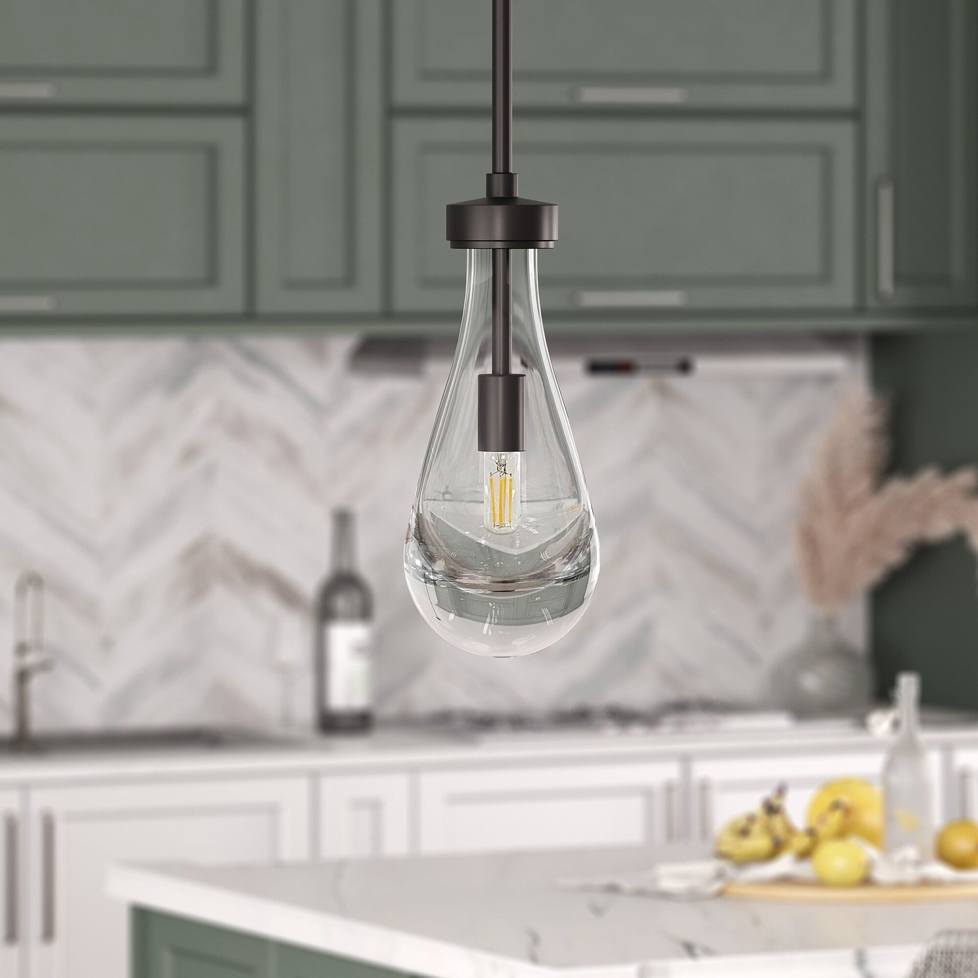 Henn&amp;Hart 5&quot; Blackened Bronze Metal/Glass Pendant - Walmart.com with regard to Zeno 8.5 Wide Pendant With Metal Shade In Blackened Bronze/Blackened Bronze