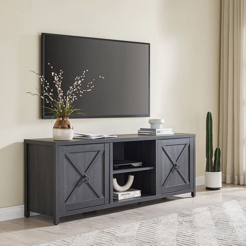Henn&Hart Rectangular Tv Stand For Tv's Up To 80" In Charcoal Gray ... inside Creating visual balance with Thalia's sleek rectangular TV stand design