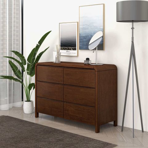 Hokku Designs Lionel Mid Century Modern Solid Wood 6-Drawer Dresser ... throughout Tabitha Mid-Century Modern Multicolor Wood 6-Drawer Chest