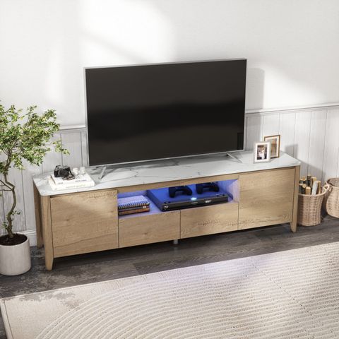 Holaki 70 Inches Modern Tv Stand With Led Lights Entertainment Center ... within Altamonte Contemporary Entertainment Center With 70'' Tv Console And Led Lights