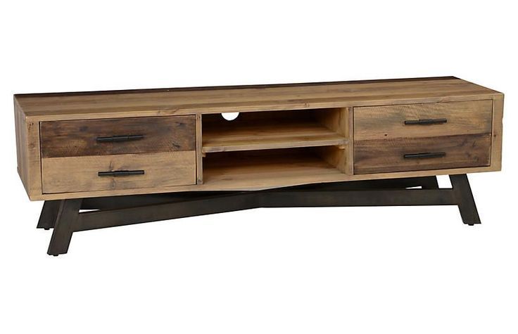 Holden 65&quot; Media Cabinet, Natural Brown - Media Consoles - Living Room ... within Plank Media Cabinet Natural