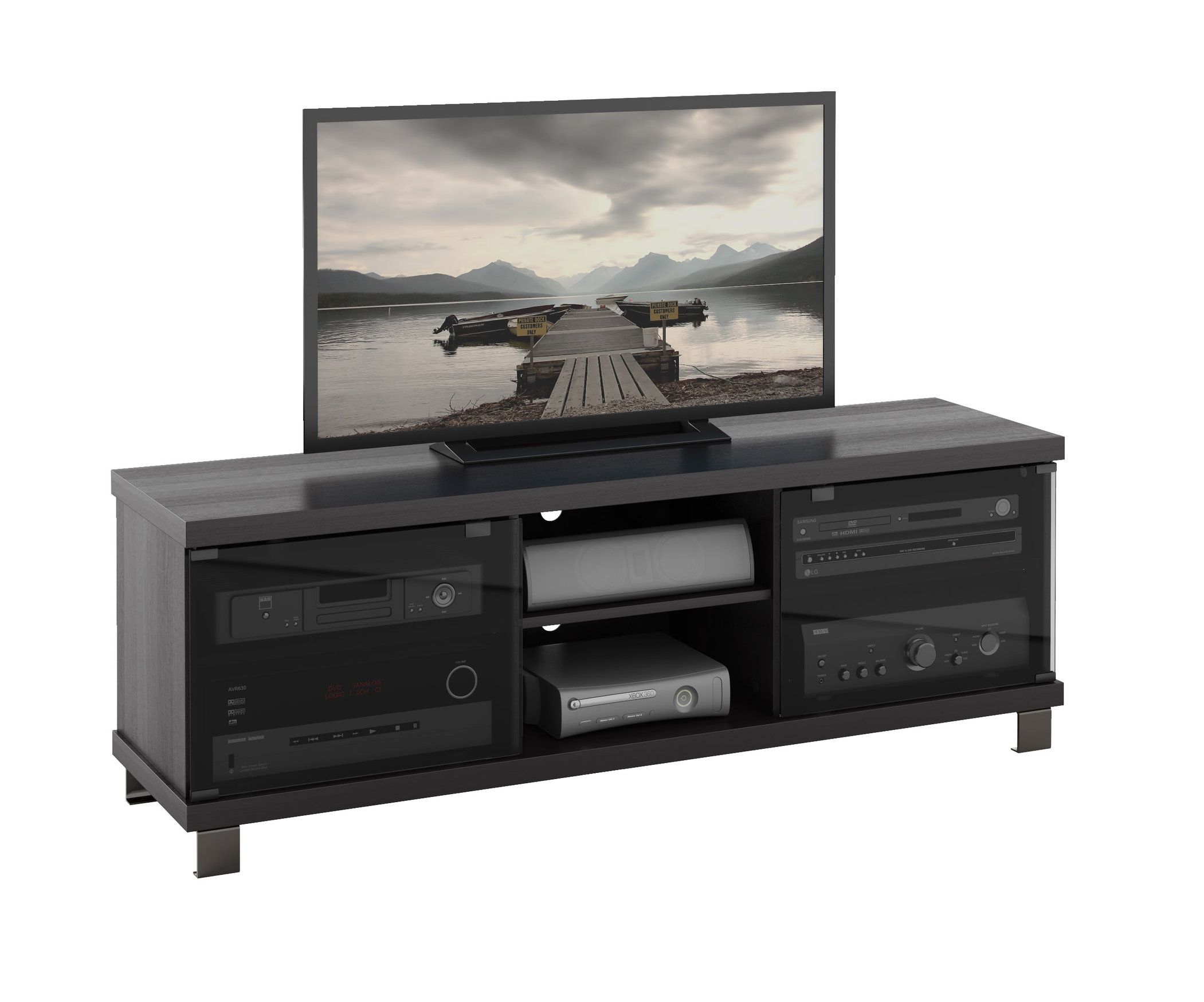 Holland 59&quot; Tv And Component Bench, Ravenwood Black - Transitional ... with regard to Fillmore 58&quot; Ravenwood Black Tv And Component Stand