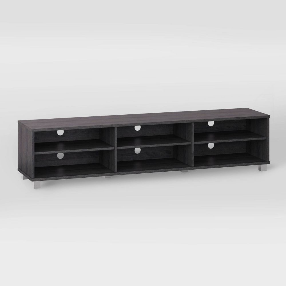 Hollywood Tv Stand For Tvs Up To 85&quot; Gray Wood Grain – Corliving ... inside Understanding the versatility of CorLiving Hollywood Grey TV stands for large screen displays