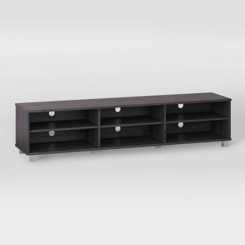 Hollywood Tv Stand For Tvs Up To 85" Gray Wood Grain – Corliving ... inside Understanding the versatility of CorLiving Hollywood Grey TV stands for large screen displays