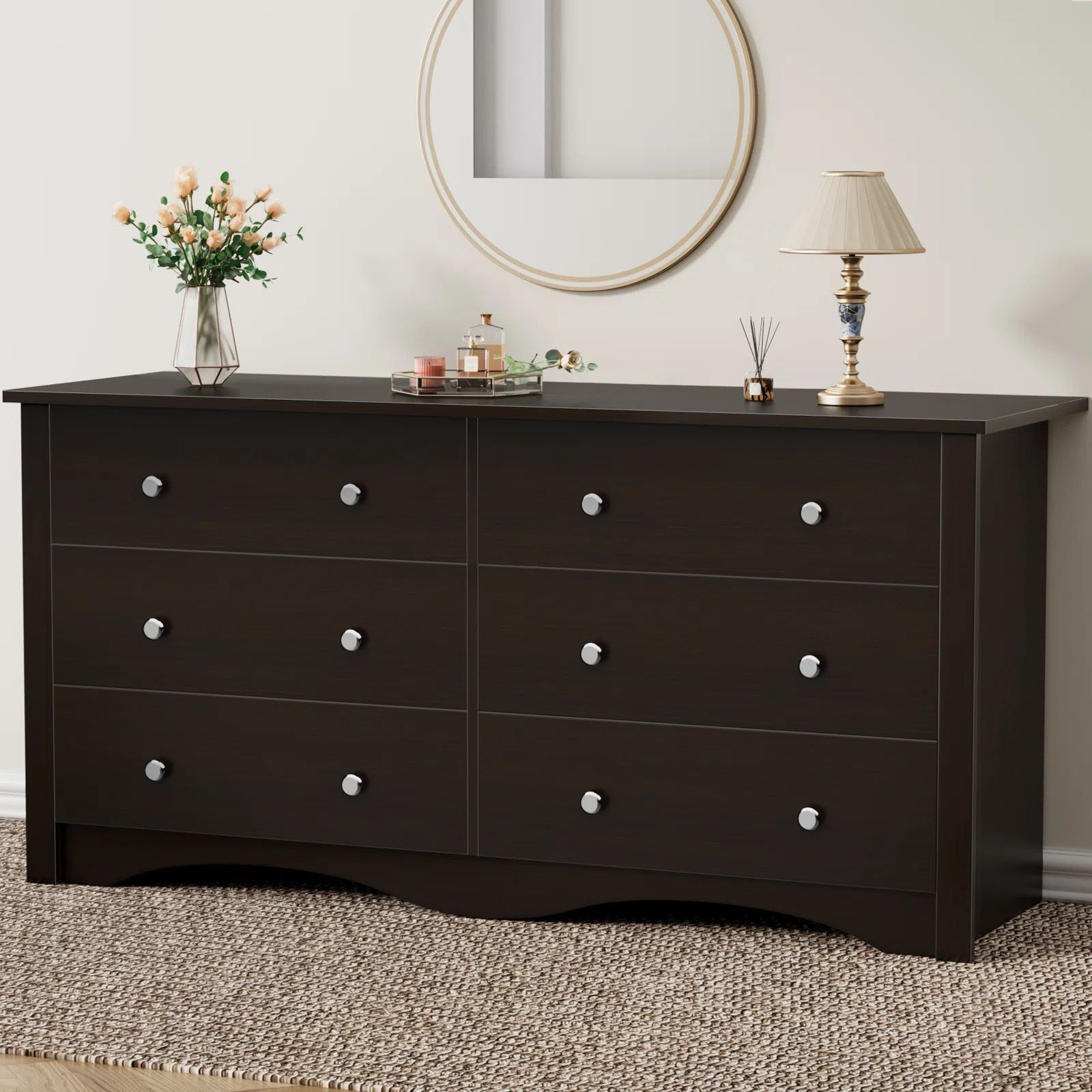 Homall Modern 6-Drawer Solid Wood Dresser, Double Chest For Bedroom ... throughout Creating Harmony in Your Bedroom with an Armiston Double Dresser Selection
