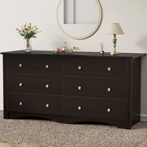 Homall Modern 6-Drawer Solid Wood Dresser, Double Chest For Bedroom ... throughout Creating Harmony in Your Bedroom with an Armiston Double Dresser Selection