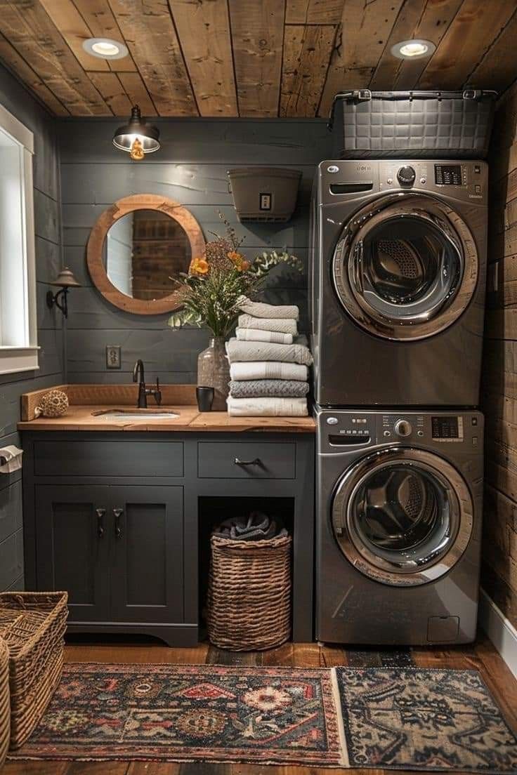 Home Decor Interior Design Organized Home Moody Laundry Room 301225 In ... in Trending Now: 15 Laundry Rooms Packed With Storage Ideas