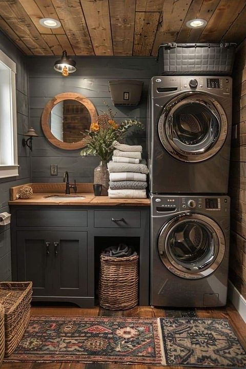Home Decor Interior Design Organized Home Moody Laundry Room 301225 In ... in Trending Now: 15 Laundry Rooms Packed With Storage Ideas