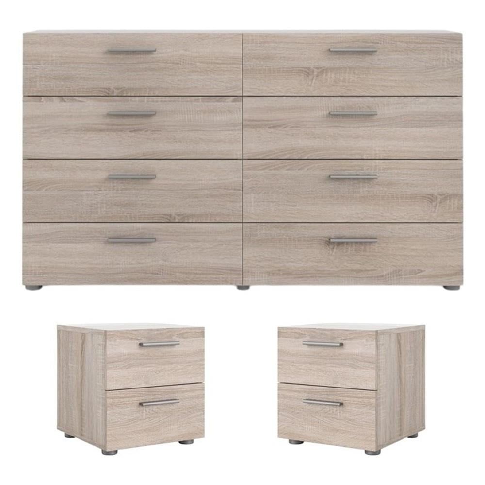 Home Square 3 Piece Truffle Bedroom Set With 8 Drawer Dresser And Two 2 ... inside Elegant 8 Drawer Dresser In Truffle Oak For Modern Bedroom Storage Solutions