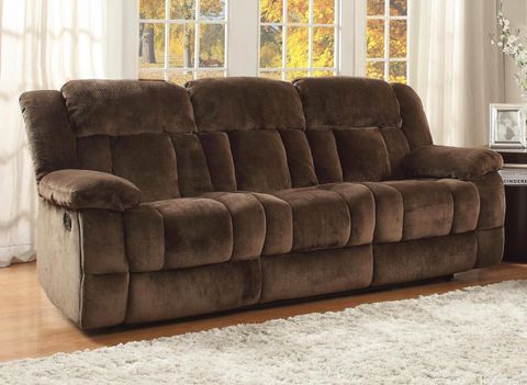 Homelegance Laurelton Textured Plush Microfiber Motion Reclining Sofa - Homelegance Furniture ... within Comfortable Reclining Sofa With Cushioned Microfiber Seat And Soft Arms, Brown