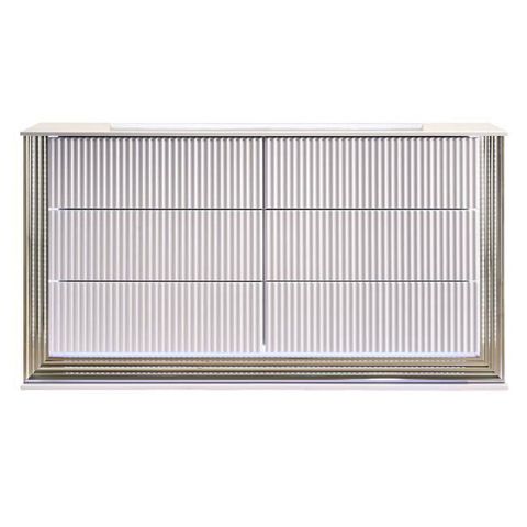 Homeroots 478649 61 In. Solid Wood Mirrored Six Drawer Double Dresser ... in 61" Brown Solid Wood Six Drawer Double Dresser