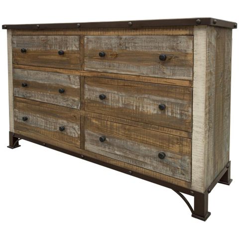 Homeroots 61" Brown Solid Wood Six Drawer Double Dresser - Walmart.com pertaining to 61" Brown Solid Wood Six Drawer Double Dresser