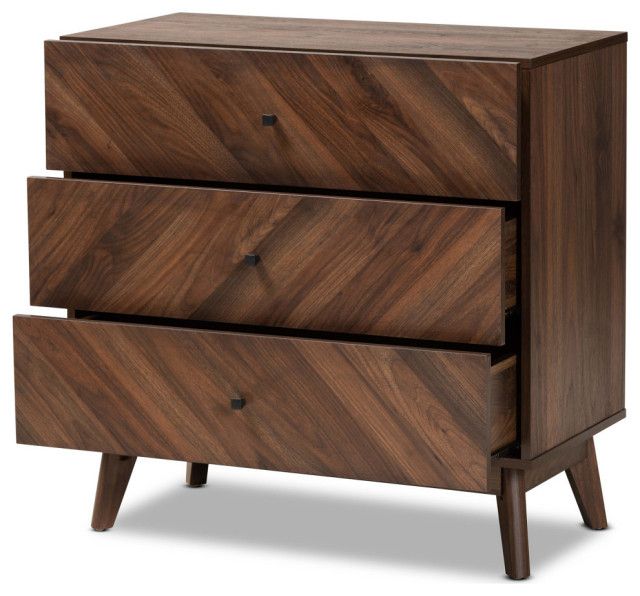 Hugo Mid-Century 3-Drawer Chest, Walnut Brown - Midcentury - Accent ... with regard to Understanding the Craftsmanship Behind Hugo's Walnut Brown Chest