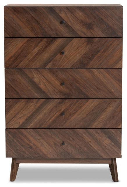 Hugo Mid-Century 5-Drawer Chest, Walnut Brown - Midcentury - Dressers ... with Understanding the Craftsmanship Behind Hugo's Walnut Brown Chest