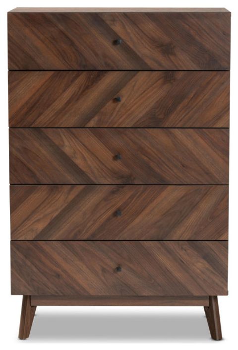 Hugo Mid-Century 5-Drawer Chest, Walnut Brown - Midcentury - Dressers ... with Understanding the Craftsmanship Behind Hugo's Walnut Brown Chest