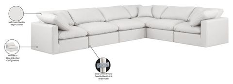 Indulge Upholstered Modular L-Shaped Sectional, 6-Piece: 3 Armless ... within Designing with the Indulge Sofa Practical Tips for Your Black Vegan Leather Piece