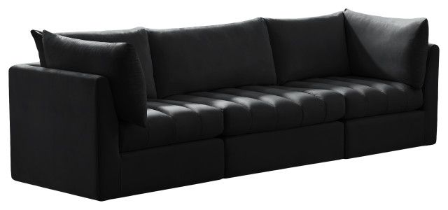 Jacob Velvet Upholstered Modular Sofa, 3-Piece: 1 Armless Chair, 2 ... with regard to Alina Velvet Upholstered 3-Piece Modular Sofa, Black