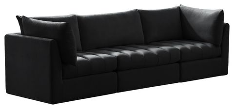 Jacob Velvet Upholstered Modular Sofa, 3-Piece: 1 Armless Chair, 2 ... with regard to Alina Velvet Upholstered 3-Piece Modular Sofa, Black