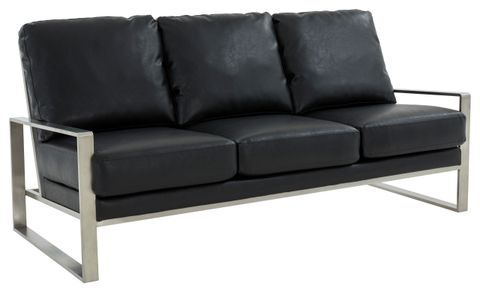 Jefferson Contemporary Modern Design Leather Sofa With Silver Frame ... inside The Art of Choosing the Right Faux Leather Piece for Your Living Room