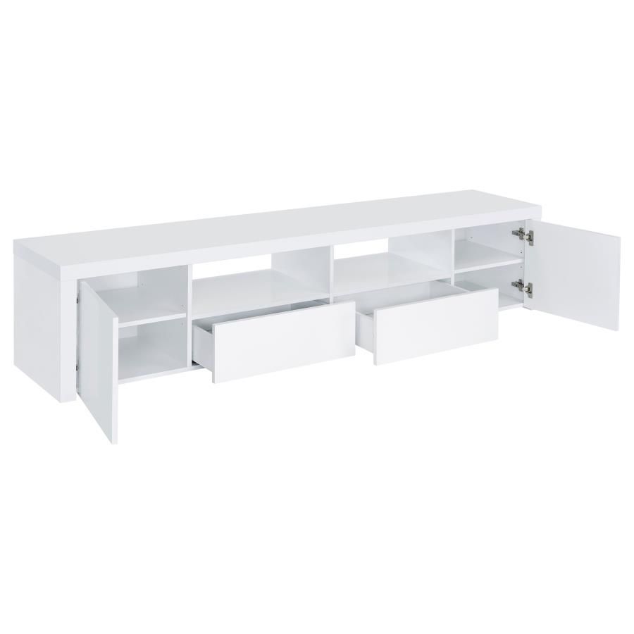 Jude 2-Door 79″ Tv Stand With Drawers White High Gloss | Dwf Wholesale ... for Jude 2-Door Engineered Wood 79&quot; Tv Stand High Gloss White