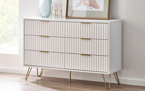 Julian Bowen Murano Matte White 6 Drawer Chest Of Drawers with regard to Palm Gate 6-Drawer Chest, Cloud White