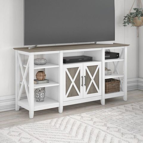 Key West Tall Tv Stand For 65 Inch Tvs In Pure White And Shiplap Gray ... inside Understanding the Westbrook 46W TV Stand Design for 65 Inch TVs