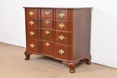 Kindel Furniture Georgian Carved Solid Mahogany Block Front Chest Of ... with Nvin0388 Mahogany Ball And Claw Blockfront Chest Of Drawers