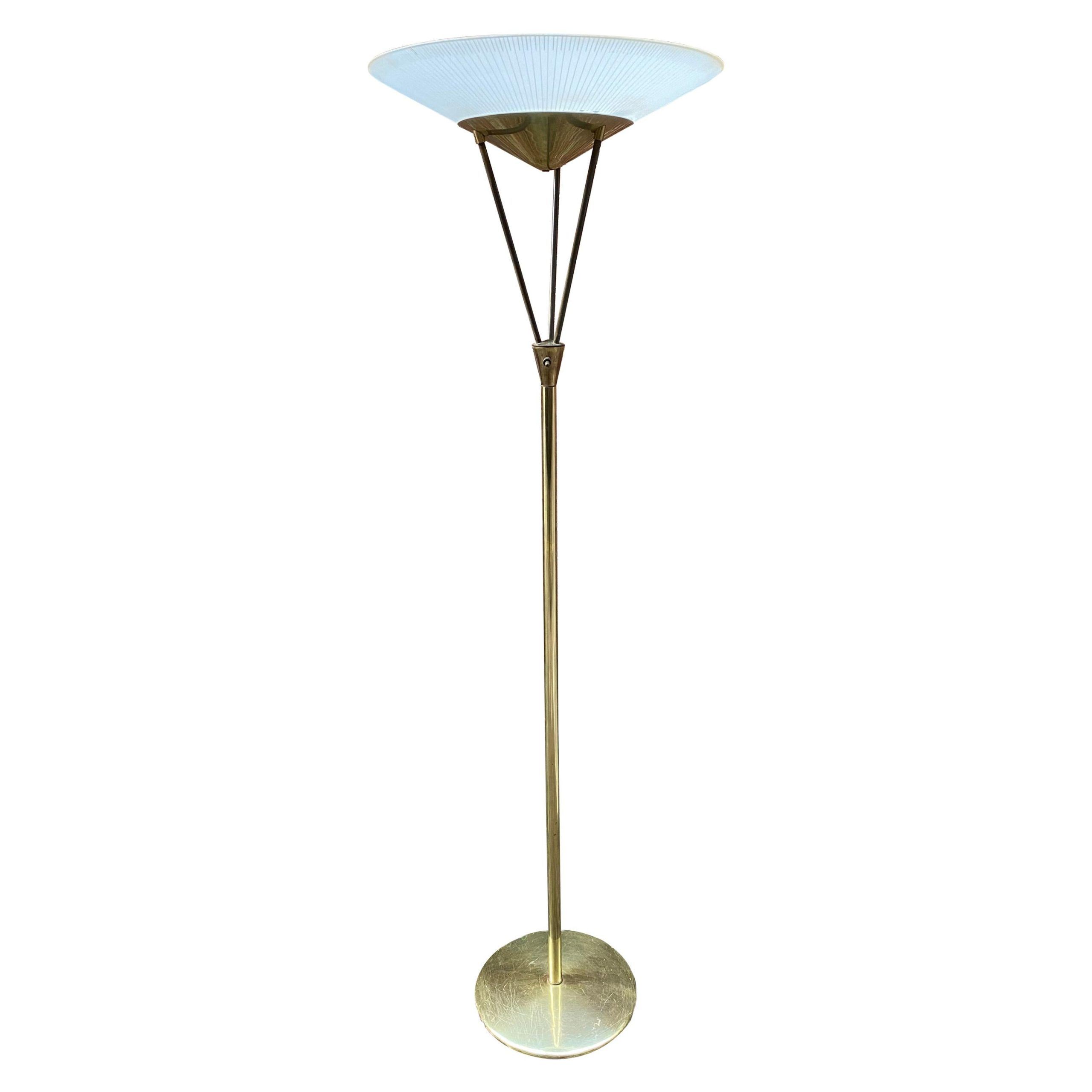 Large Floor Lamp In Glass And Brass For Sale At 1Stdibs inside Panos 66.25 Tall Floor Lamp With Glass Shade In Brass/Clear