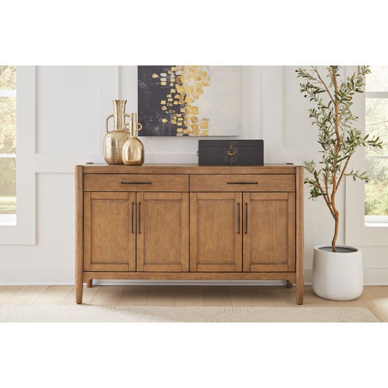 Lark Manor™ Damaso Modern Wood Sideboard, Dining Storage, Entertainment ... throughout Modern Wood Sideboard, Dining Storage, Tv Stand, Light Brown