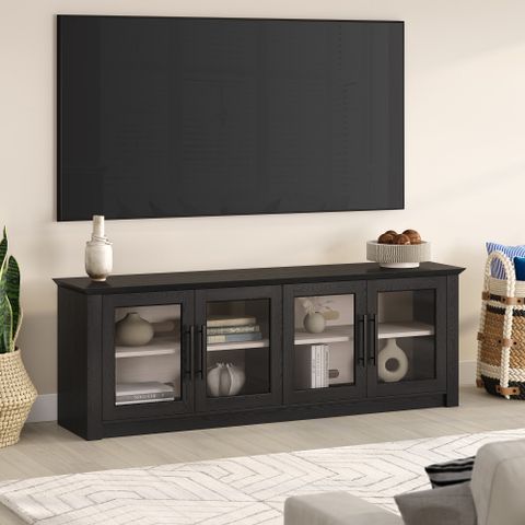 Lark Manor™ Diamante Rectangular Tv Stand For Tv's Up To 78" With Glass ... regarding Designing Your Entertainment Zone Around the Holloway Rectangular TV Unit