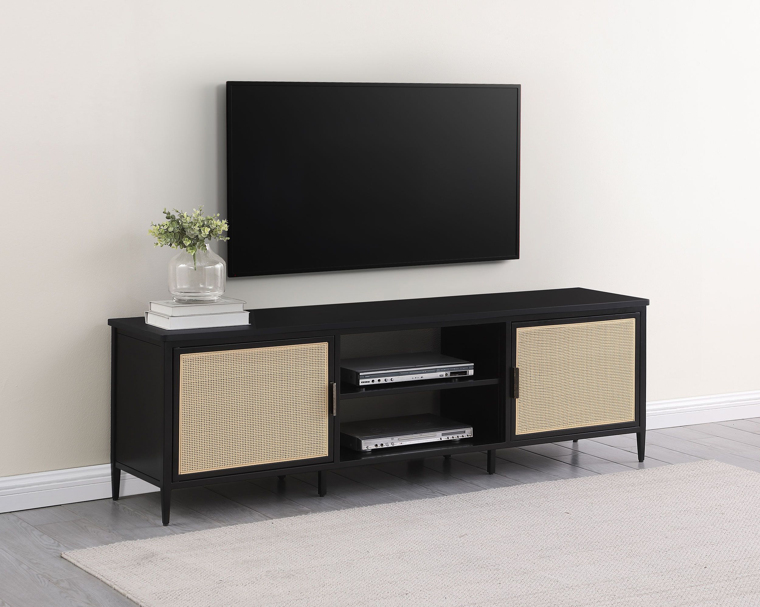 Latitude Run® Austi 2-Door 70-Inch Metal Tv Stand Media Console Black | Wayfair with regard to Design Tips for Styling Your Winfield 60&quot; 2-door TV Stand
